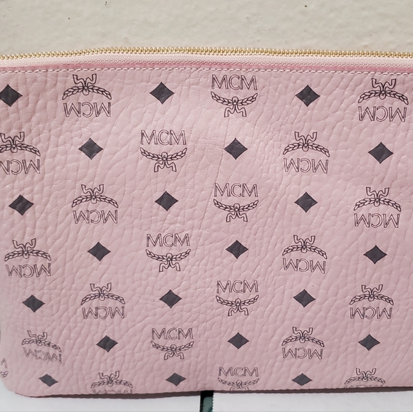 MCM Visetos Original Authentic Crossbody Bag Pouch Powder Pink & Wallet Combo - Picture 4 of 13